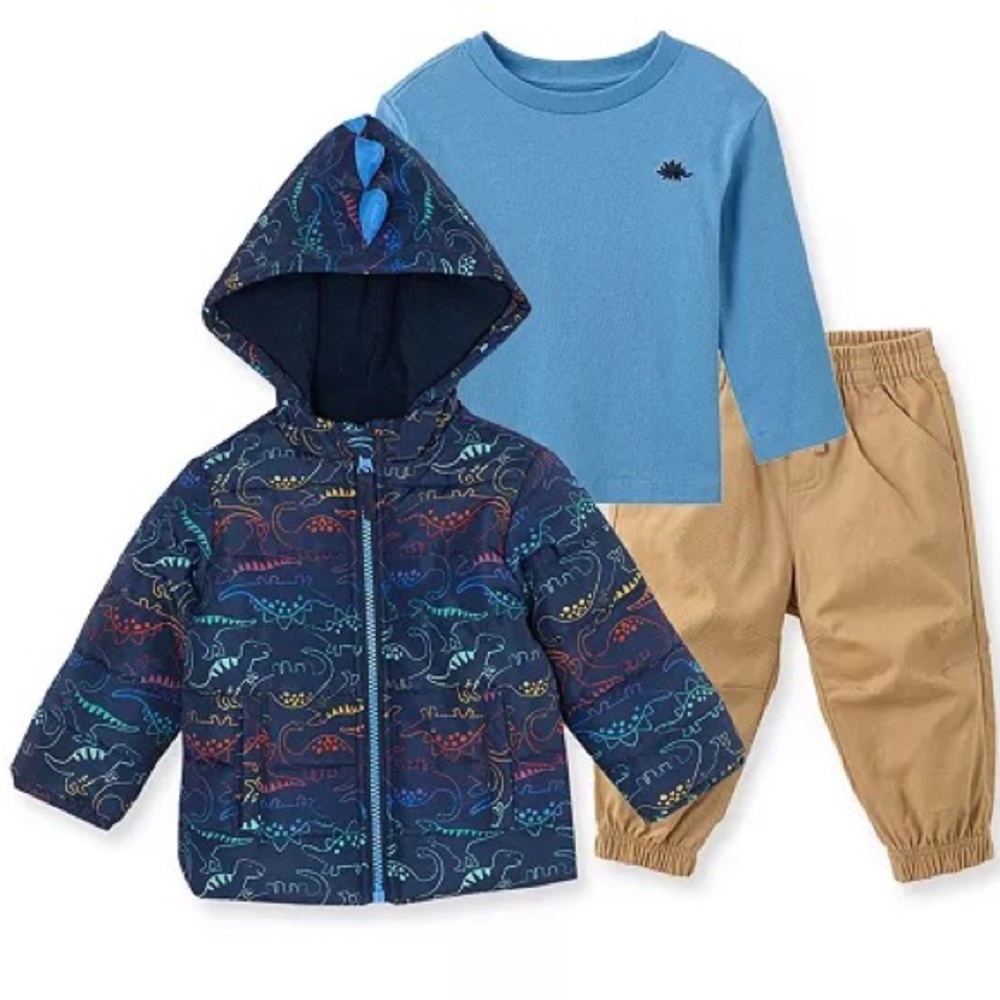 Baby Boys Dino Jacket, T-shirt and Joggers Pant Set, 3 Piece